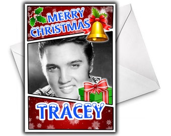 ELVIS PRESLEY Personalised Christmas Card - Celebrity Greetings Cards - Seasonal Cards - Elvis Presley Christmas Card
