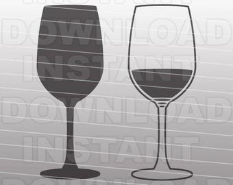 Wine SVG File,Wine glass SVG,Wedding SVG-Cutting Template-Vector Clip Art for Commercial & Personal Use Cricut,Cameo,Explore,Silhouette