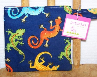 Reusable Little Snack Bag - pouch adults kids lizards eco friendly by PETUNIAS