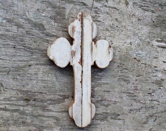 White Cross, Salvaged Wood Wall Cross, Distressed Cross, Serbian Orthodox Cross Rustic Cross, Wooden Cross Salvaged Wood Cross
