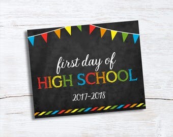 First Day of School Sign - Chalkboard Sign - High School - Photo Prop School Sign - 1st Day of High School Sign - Instant Download