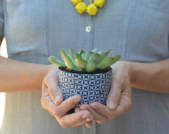 Succulent Planter, Small Plant Pot, gray Succulent Planter, geometric planter, polymer clay plant pot, indoor planter, housewarming gift