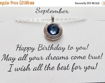 ON-SALE September Birthstone Necklace - Sapphire Sterling Silver Chain Necklace, September Birthday Gift, Birthstone Necklace