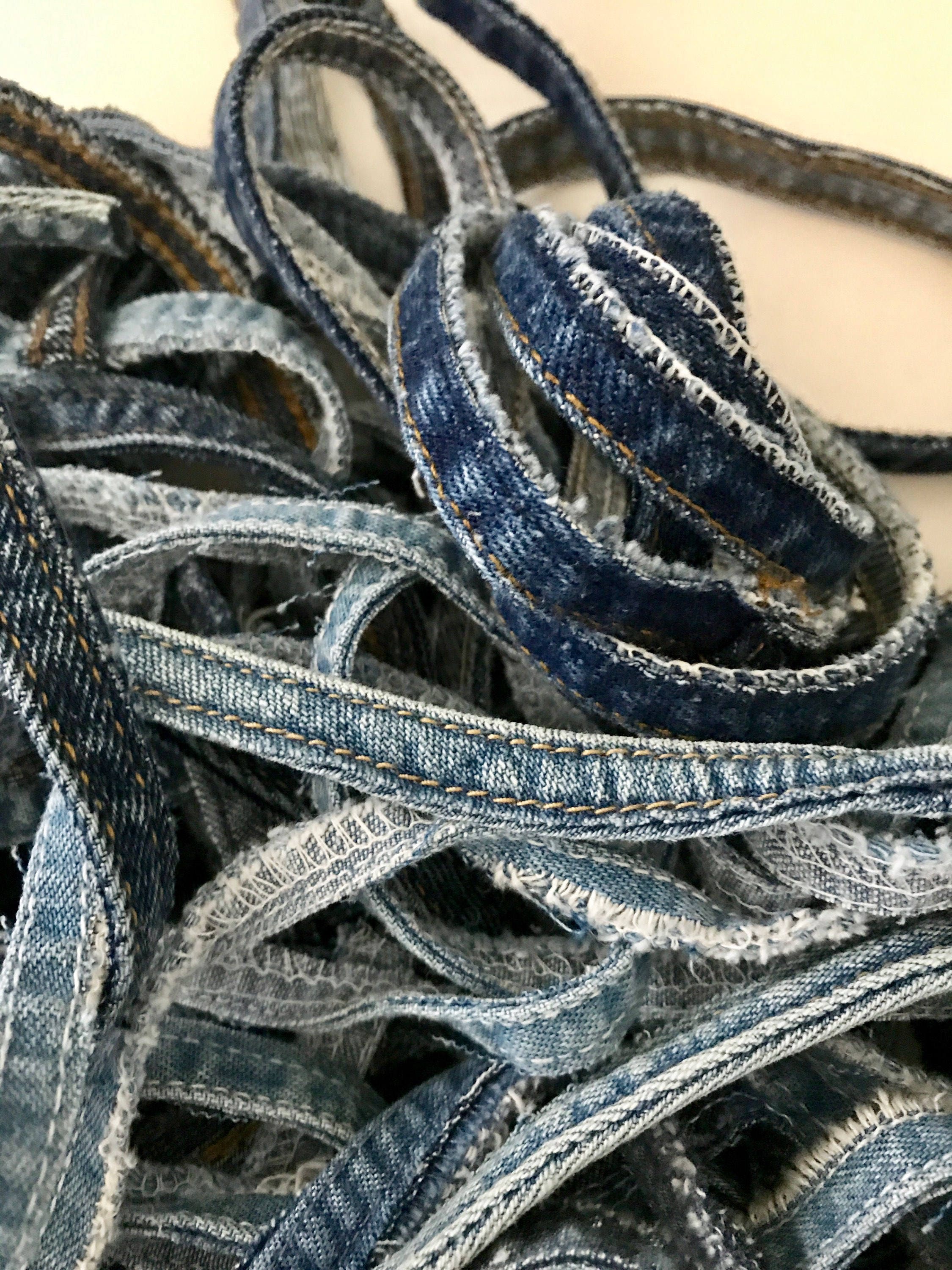 Reclaimed Denim Blue Jean Seams for Repurposing