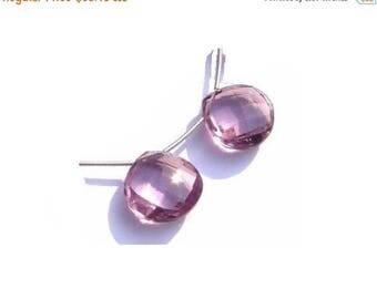 50% Off Sale Matched Pair - AAA Pink Amethyst Quartz Faceted Heart Briolettes Size 18x18mm High Quality Great Price