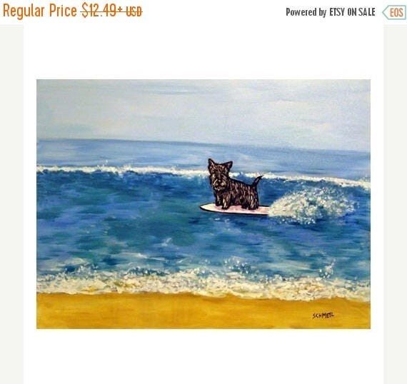 Scottish Terrier Surfing Dog Art Print dog JSCHMETZ