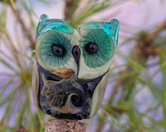 Errol........ lampwork owl bead............ sra