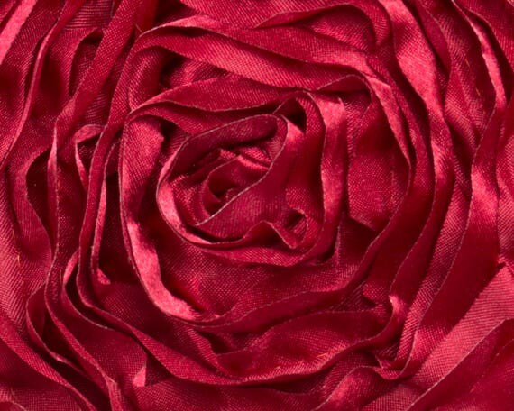 Red fabric Relief roses create depthRibbon sewn on satin Perfect for ...
