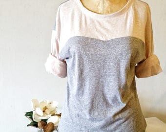 Knit Tops Women's Clothing with Sweetheart Neckline, Women's Crew Neck Tops with 3/4 Bell Sleeve