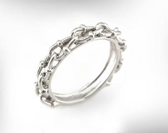 14k white Gold Band, Men's Wedding Ring, Unique Men's Band, Gold Wedding Men's Band, Anniversary Rnig for Him, Designer Band, Free Shipping