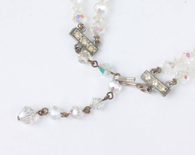 Two Strand AB Crystal Choker Necklace Faceted Graduated Beads