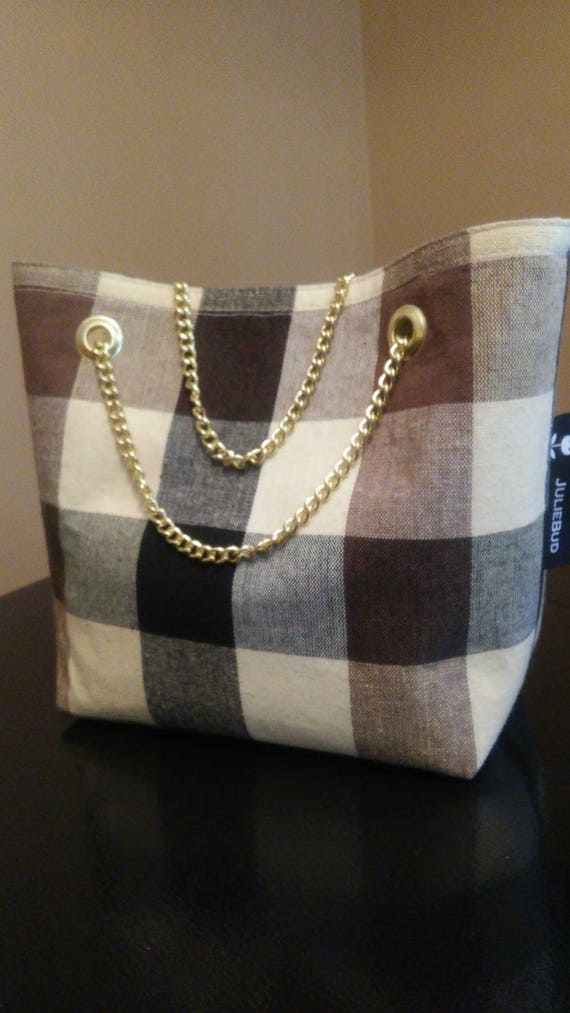 Brown Checkered Purse
