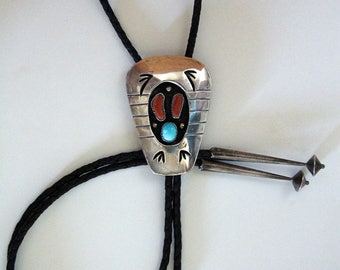 Vintage Navajo Silver Bolo Tie F. White