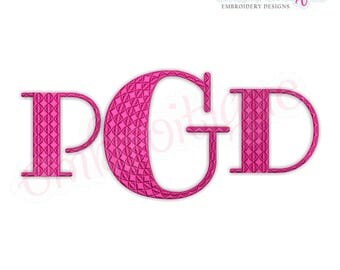Garner Monogram Font - BX Files included- Instant Download Machine embroidery design -1", 1.5", 2", 2.5", 3", 4", 5"