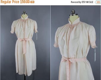 FLASH SALE - Vintage Silk Nightgown / Silk Lingerie / Maternity Hospital Gown / Asian Mandarin Style / Pastel Pink