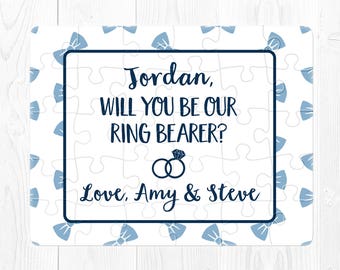 Ring Bearer Puzzle Ring Bearer Proposal Gift Will You be My Ring Bearer Puzzle Proposal Will You Be Our Ring Bearer Puzzle Proposal Blue