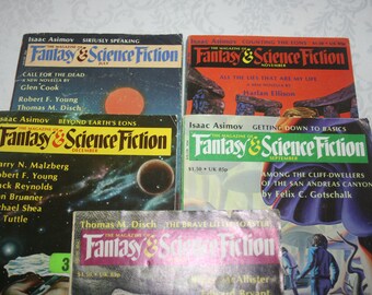 Five 5 Vintage Fantasy & Science Fiction Magazines Sci Fi Fantasy Science Fiction, 1980