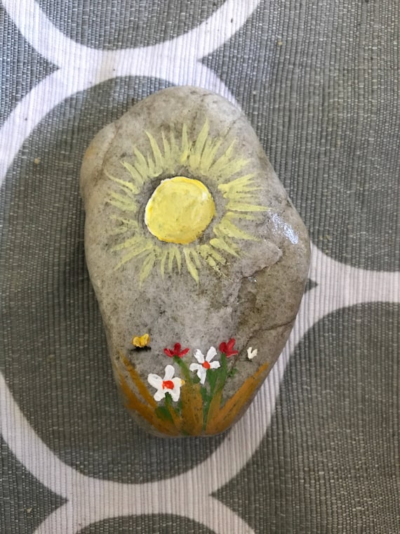 You are my sunshine hand painted rock