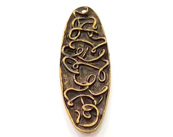 Antique Bronze Plated Pendant (62x20mm) G8401