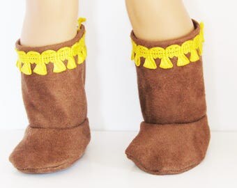 Brown Faux Suade Boots made to fit 18 inch American Girl Doll Clothes