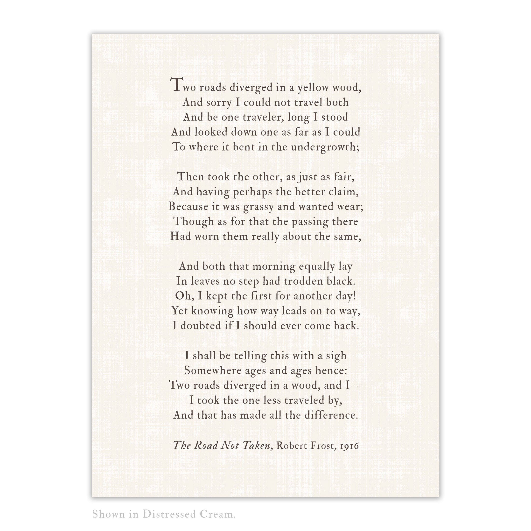 Road Not Taken poem print Robert Frost road less traveled