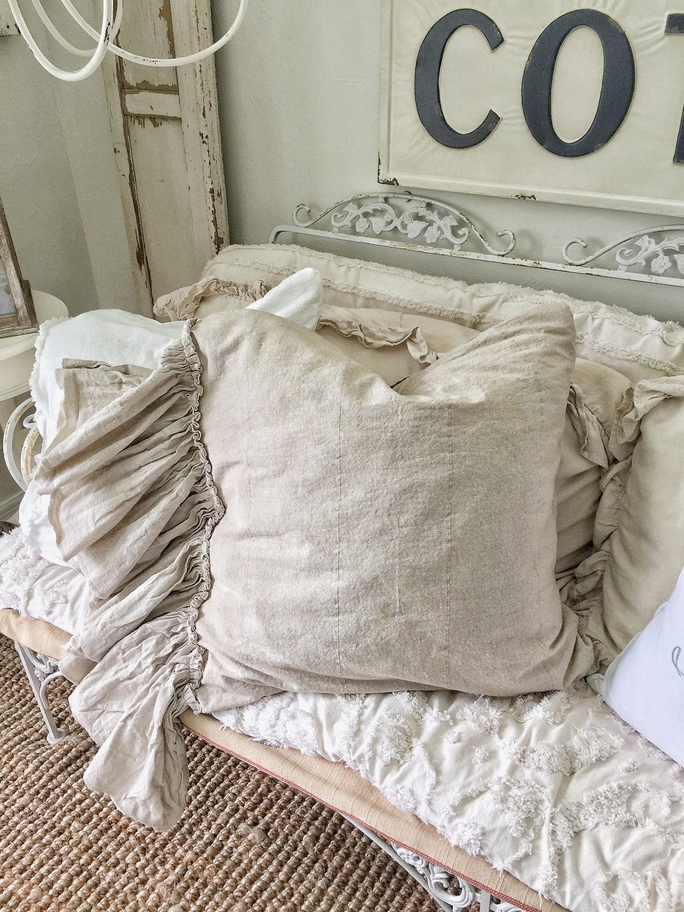 Ruffled Pillow Covers Ruffled Shams Linen Pillow Cases