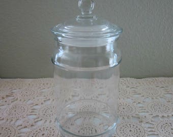 Vintage Clear Glass Jar By GF - Bath Décor - GF Apothecary Jar - Terrarium - Nut/Candy Jar - Storage Jar - Display Container - Vanity Jar