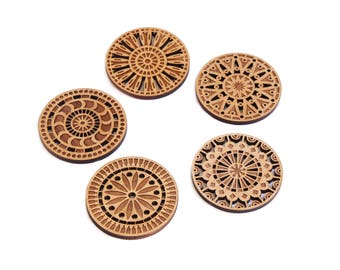Kaleidescope Wood Cut Coasters // Alder Wood