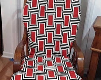Glider Rocker Slip Cover For Your Glider Cushions - Red Black Modern Designer Fabric
