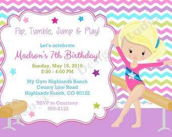 Gymnastics birthday invitation gymnastics invitation gymnastics birthday party gymnastics party invitation invite printable CHOOSE YOUR GIRL