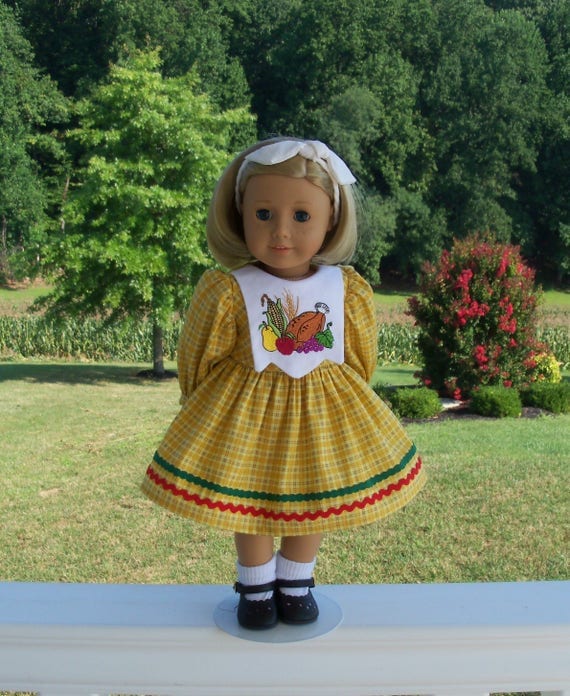SUPER SATURDAY SALE! Embroidered Autumn Dress / Doll Clothes for American Girl® Kit, Melody, Maryellen or Other 18" Doll