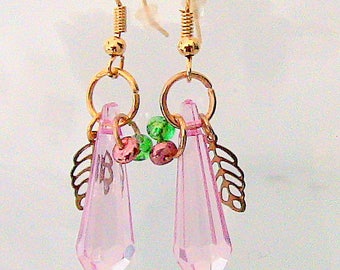 Earrings, Pink Prism Earrings, Drop Earrings, Pink Prisms Drop Earrings, Dangle Earrings