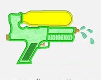 Water Gun...Embroidery Applique Design...Three sizes for multiple hoop...Item1160.
