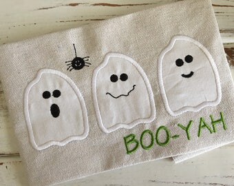 Ghosts Boo-Yah Halloween Applique Embroidery Design 5x7 6x10 8x8