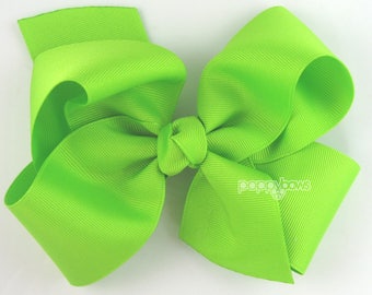 Extra Large Hair Bow, 6" Lime Green Hair Bow, 6 inch hair bows, big bow, giant bow, extra large bow, jumbo bows, Girls Hair Bows xl bright