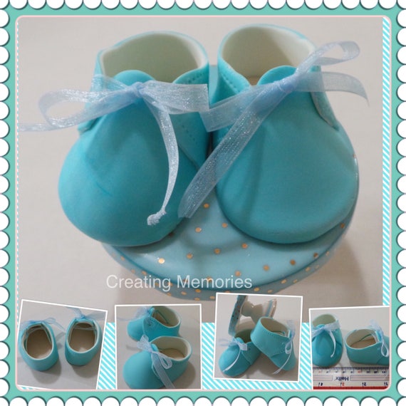 Baby BOY Shoes Cake Topper Made of Vanilla Fondant ready to