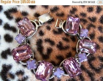 Now On Sale Vintage Purple Rhinestone Bracelet 1950's 1960's Collectible Lavender Moon Stone Mad Men Mod Hollywood Regency Rockabilly Jewelr