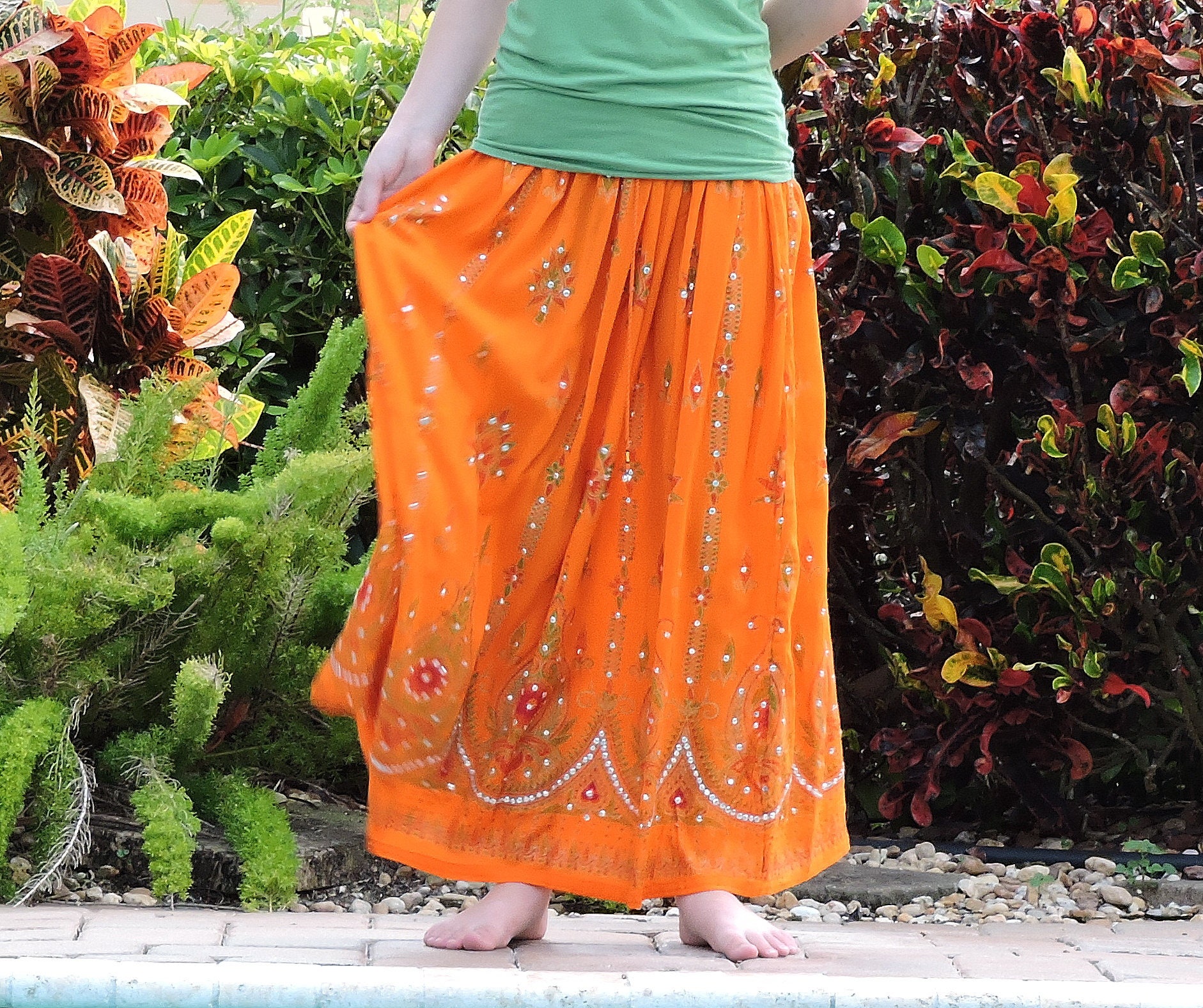 sequin orange skirt