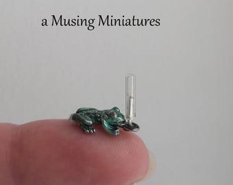 Frog Rain Gauge in 1:12 Scale for Dollhouse Miniature Garden or Florist Shop