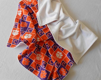 Clemson Baby Blanket, plush blanket, lovey blanket, sports blanket, stroller blanket, tummy time, crib bedding, playmat, nursery