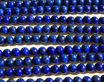 6mm A Grade Lapis Lazuli Semi-Precious Polished Round Gemstone Beads, Half Strand (INDOC84)