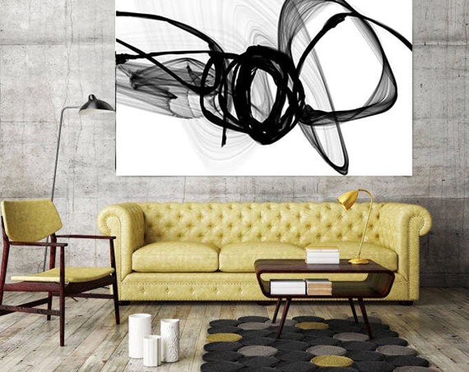 That Energy, Black and White Contemporary Abstract Canvas Art Print, Extra Large BW Contemporary Canvas Art Print up to 72" by Irena Orlov