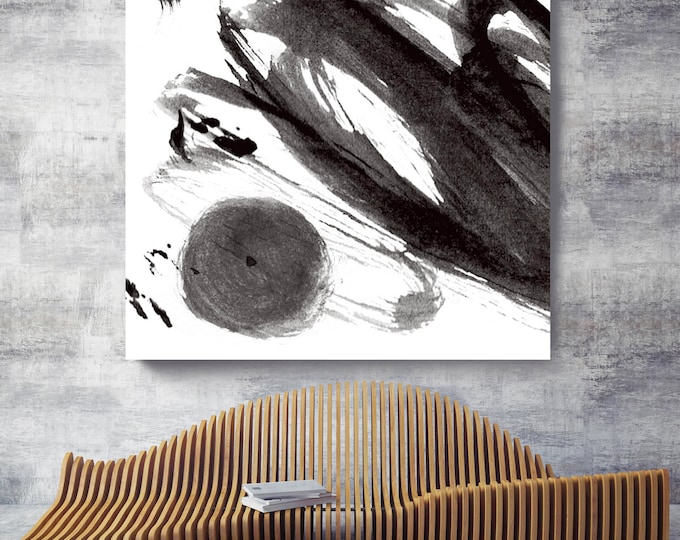 A touch. Contemporary Abstract Black and White, Large Contemporary Abstract Canvas Art Print up to 48" by Irena Orlov