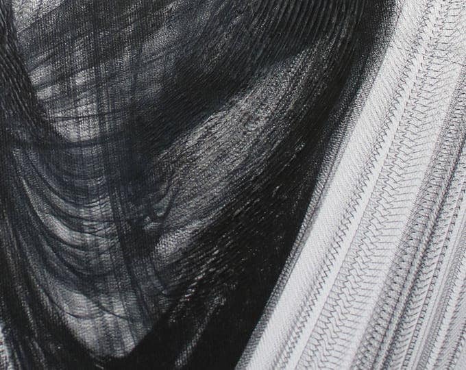 Abstract Poetry in Black and White 15 60H x 40W inche, New Media Abstract Digital Work on Canvas, Acrylic Paint and Textures by Irena Orlov