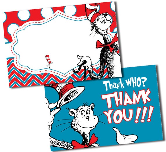 Cat in The Hat Thank You Cards Dr. Seuss Thank You Notes Dr.