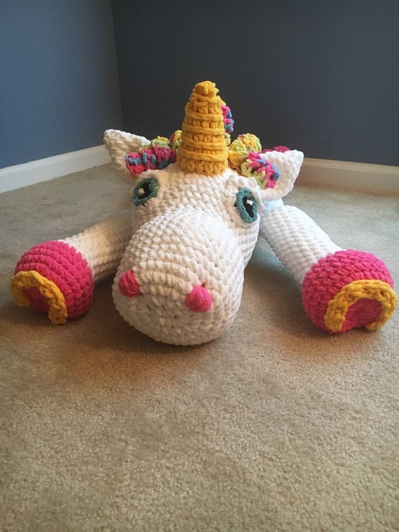 Unicorn crochet pillow buddy