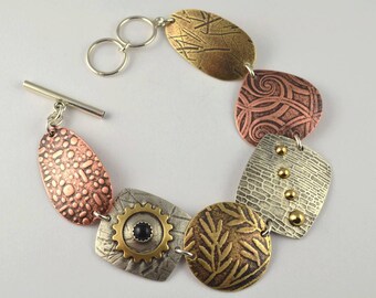 Mixed Metal Bracelet - Oxidized Bracelet - Artisan Bracelet - Copper Jewelry
