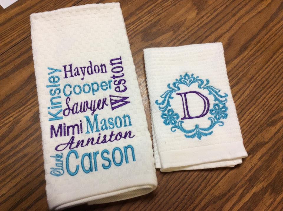 Personalized Kitchen Towel Set Wedding Gift Set Bridal Shower