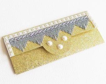 Pochette-Enveloppe élégante pour Chèque Cadeau - Carte de Voeux Anniversaire, Mariage, Félicitations - Création d'artiste en pièce unique
