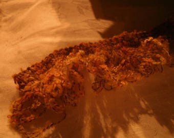 BEIGE FRINGED WOOL BRAID AND PUMPKIN